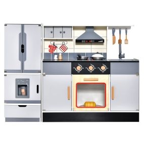 Cocina Juguete para Niños Juego de Cocinita Infantil de Madera con Campana Extractora Refrigerador Estufas Set Cocina Simulada para 3+ Años