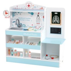 Hospital de Juguete Infantil con 24 Accesorios Reloj Grifo Lavadero Monitor ECG para Niños de 3+ Años 97 x 30,5 x 88 cm Azul