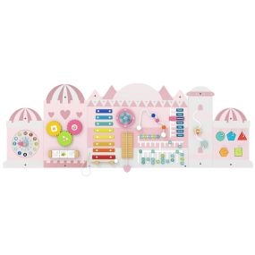 Paneles de Actividades para Niños Tablero Sensorial Montessori de Madera 11 en 1 para la Educación y el Desarrollo Temprano Centro Rosa