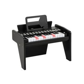 Teclado de Piano para Niños de 25 Teclas Mini Piano Digital de Juguete de Madera con Velocidad y Volumen Ajustables Modo de Enseñanza Negro