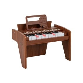 Teclado de Piano para Niños de 25 Teclas Mini Piano Digital de Juguete de Madera con Velocidad y Volumen Ajustables Modo de Enseñanza Marrón