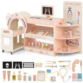 Set de Juguete de Médico para Niños con Accesorios Oculistas y Láminas Intercambiables para Edades 3+ Años Rosa