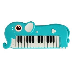Piano Infantil de 25 Teclas en Forma de Elefante con Música y Luces Integradas Juguete Musical Portátil para 3+ Años