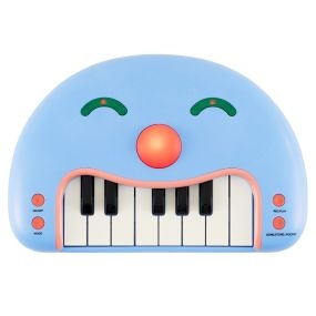 Teclado de 13 Teclas para Niños Piano Interactivo con Cara Sonriente Botones y Luces Instrumento Educativo Portátil para 3+ Años Azul