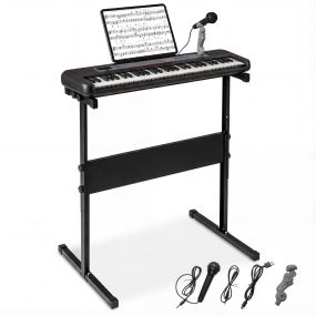 Teclado de Piano de 61 Teclas para Niños Juguete Musical Piano Digital Educativo con Soporte Ajustable Micrófono y Atril Negro