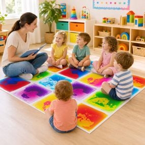 6 losetas sensoriales multicolores de PVC líquido fluido resistentes al pisar para niños 3 años