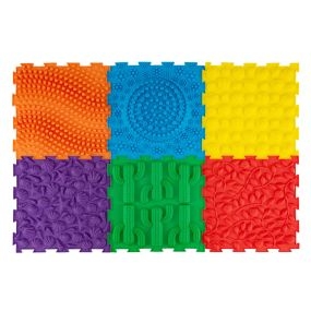Juego de 6 tapetes puzzle de masaje sensorial con relieve y encastre ortopédico 30x30 cm multicolor