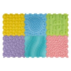 Juego de 6 tapetes puzzle de masaje sensorial con relieve y encastre ortopédico 30x30 cm Macaron