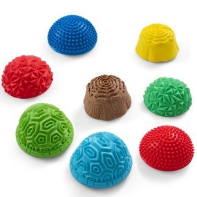 Piedras de equilibrio multicolores de PVC con 4 texturas para entrenamiento sensorial y equilibrio infantil