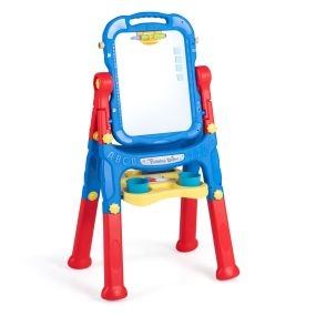 Caballete de arte giratorio para niños 3+ altura ajustable pizarra magnética doble cara azul
