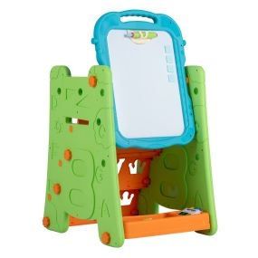 Caballete infantil 3 en 1 para niños 3+ con pizarra doble cara y almacenamiento verde