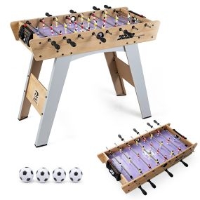 Mesa de Futbolín de Madera de Ingeniería y Metal 8 Barras de Control Marcador Integrado Estable Resistente 88,5 x 69 x 71 cm Natural