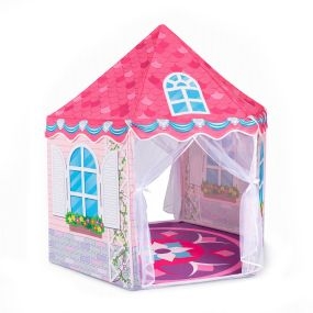 Tienda de juegos hexagonal para niños con cortinas transparentes 140 x 140 x 140 cm rosa