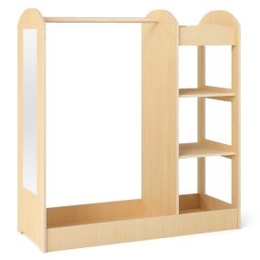 Centro de Vestir para Niños con Espejo Perchero de Ropa Armario de Almacenamiento de Juguetes y Disfraces 93,5 x 38 x 100 cm Natural