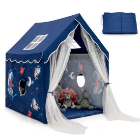 Tienda de Campaña de Interior con Alfombra Acolchada Extraíble Regalo para Niños 121 x 105 x 137 cm Azul