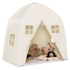 Tienda de Juego para Niños Tienda de Princesa con Alfombrilla Antideslizante Cremallera Ventanas Uso Interno Externo 143 x 100 x 155 cm Beige