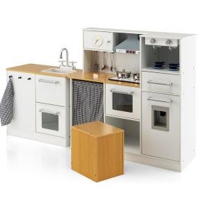 Cocina de Juguete con Sonidos y Luces Realistas Fregadero Placas de Cocción y Accesorios Modernos para Niños 3+ Años Blanco
