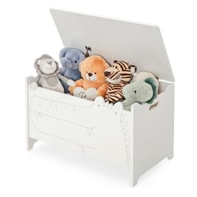 Juguetero Infantil con Bisagra de Seguridad Organizador para Habitación de Niños 60 x 33 x 37,5 cm-Blanco