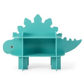 Librería de Dinosaurio de Madera de 2 Niveles para Niños Organizador de Juguetes con Estantes de Almacenamiento Abiertos Antivuelco Verde