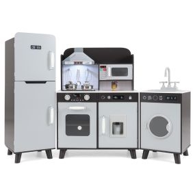 Juego de Cocina de Juguete para Niños con Lavadora Cocina Microondas Utensilios para Niños de Más de 3 Años 120 x 30 x 90 cm Marrón Oscuro