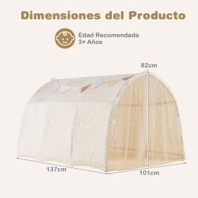 Tienda de cama para niños con estrellas que brillan en la oscuridad para literas gemelas beige