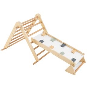 Juego de Escalada Pikler 3 en 1 Juguetes de Escalada Montessori para Niños con Rampas de Doble Lado y Triángulo de Escalada Ajustable