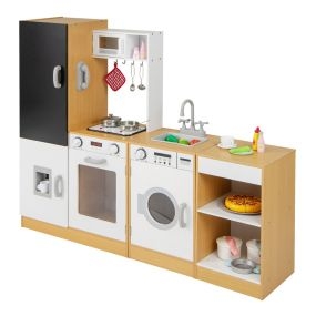 Conjunto de cocina de juguete de 3 piezas para niños de madera con sonidos y luces realistas
