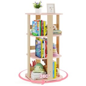 Estantería para Niños Giratoria 360° de 3 Niveles con 12 Compartimentos 48 x 48 x 95,5 cm Rosa