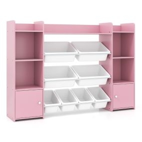 Organizador Grande para Guardar Juguetes Estantería Infantil de 4 Niveles con 8 Cajas Extraíbles para Dormitorio 142 x 30 x 100 cm Rosa
