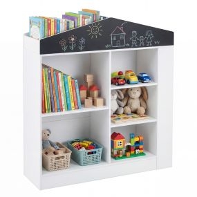 Estantería Infantil en Forma de Casa con 11 Compartimentos Abiertos para Dormitorio Sala de Juegos Guardería Blanco