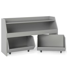 Mueble de Almacenaje Infantil con Ruedas Bloqueables y Cajas Extraíbles Madera de Ingeniería Seguro para Niños 102 x 30 x 60 cm Gris