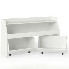 Estante de Almacenaje para Niños con Compartimentos Separados y Ruedas Resistentes Madera de Ingeniería Duradera 102 x 30 x 60 cm Blanco