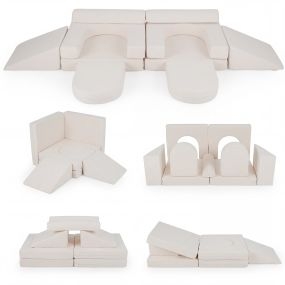 Juego de 10 Bloques de Espuma para Escalada Suave con Fundas Desmontables de Ante Psicomotricidad Convertible 3+ Años Beige