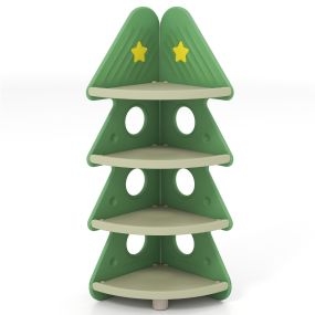 Estantería de Esquina para Niños en Forma de Árbol de Navidad Organizador de Libros de 4 Niveles para Habitación Infantil