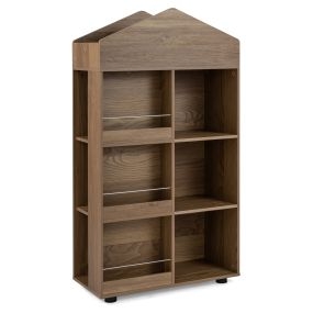 116cm Estantería Infantil Madera Tipo Casita Muñecas con Compartimentos Kit Antivuelco Baffles Anticaída para Sala Juegos Guardería Natural