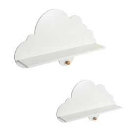 Juego Estantes Pared Nube para Niños con Ganchos Madera Pino Baldas Colgantes Decorativos para Guardería Habitación Infantil Blanco