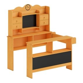 Tienda de juguete de madera para niños +3 años con pizarra y cajones 111 x 81,5 x 119 cm amarillo
