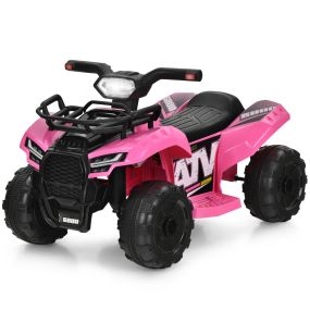 Coche Eléctrico ATV Quad de 6V para Niños con 4 Ruedas Resistentes al Desgaste Música Claxon Luz LED Manillar Liso 44 x 66 x 42 cm Rosa