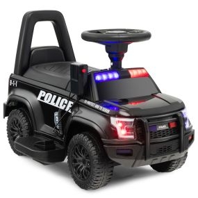6V Coche Eléctrico de Policía para Niños Vehículo de Policía a Batería con Megáfono Luz de Alarma para 18-60 Meses 62 x 44 x 43 cm Negro