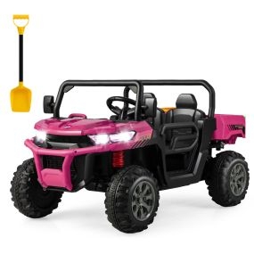 Camión Eléctrico de 2 Plazas para Niños Tractor con Volquete Mando a Distancia Conexión Inalámbrica Música USB 119 x 68 x 65 cm Rosa