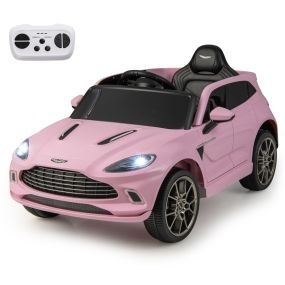 12V Coche Eléctrico para Niños Aston Martin DBX con Puertas Dobles Bloqueables Control Remoto Arranque Lento Luces LED USB Bocina Rosa