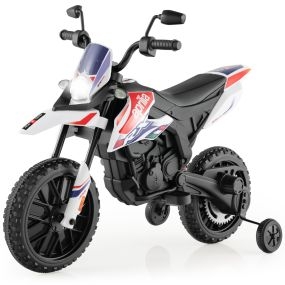 Motocicleta Eléctrica Infantil con Licencia Aprilia con 2 Ruedas de Entrenamiento Moto de Batería 12V para Niños de 3 a 8 Años Blanco