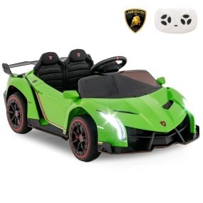 Juguete de Coche Eléctrico de Lamborghini 12V para Niños de 3-8 Años con Control Remoto 3 Velocidades Luces LED Rueda y Música Verde