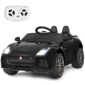 Coche Jaguar Montable para Niños Vehículo de Batería Juguete Eléctrico con Mando Música Cuentos Marcha Adelante y Atrás Negro
