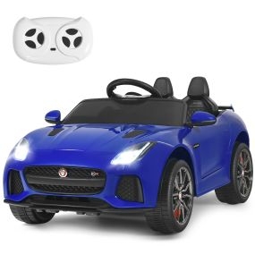 Coche Jaguar Montable para Niños Vehículo de Batería Juguete Eléctrico con Mando Música Cuentos Marcha Adelante y Atrás Azul