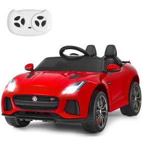 Coche Jaguar Montable para Niños Vehículo de Batería Juguete Eléctrico con Mando Música Cuentos Marcha Adelante y Atrás Rojo