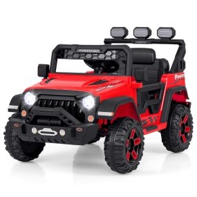 Camión para Niños de 12 V con Control Remoto Conexión Inalámbrica USB Música Luz Pantalla de Batería Arranque Suave 3 Velocidades Rojo
