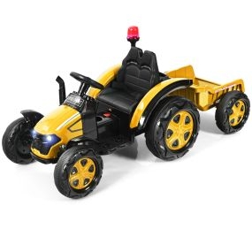 Tractor Juguete con Remolque para Niños 3-8 Años Incluye Mando 2,4 G 151 x 68 x 70 cm Amarillo