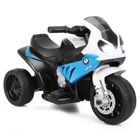 Moto Montable para Niños Motocicleta con Ruedines Faros Música 3 Ruedas Alimentada a Batería Azul 66 x 37 x 44,5 cm