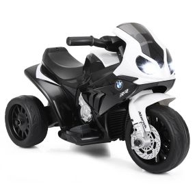 Moto Montable para Niños Motocicleta con Ruedines Faros Música 3 Ruedas Alimentada a Batería Negro 66 x 37 x 44,5 cm